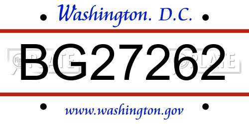 BG27262 District Of Columbia License Plate