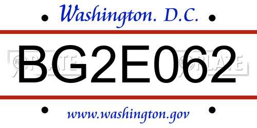 BG2E062 District Of Columbia License Plate