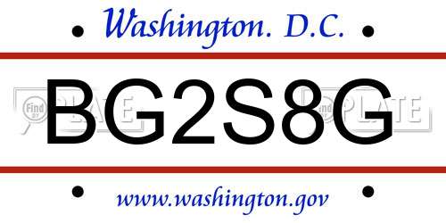 BG2S8G District Of Columbia License Plate