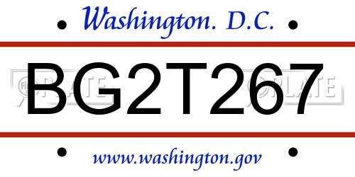 BG2T267 District Of Columbia License Plate