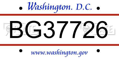 BG37726 District Of Columbia License Plate