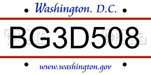 BG3D508 District Of Columbia License Plate