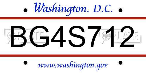 BG4S712 District Of Columbia License Plate