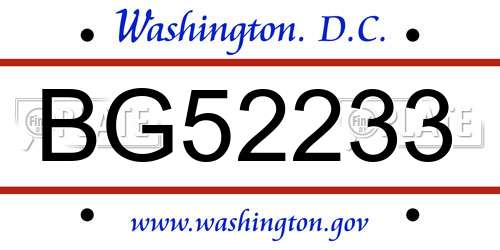 BG52233 District Of Columbia License Plate