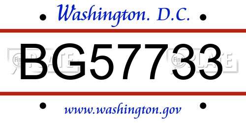 BG57733 District Of Columbia License Plate