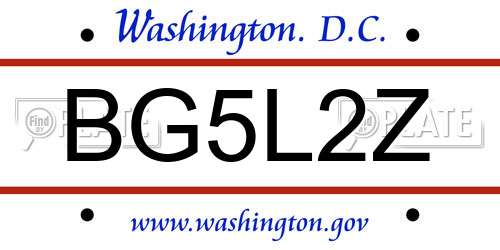 BG5L2Z District Of Columbia License Plate