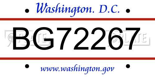 BG72267 District Of Columbia License Plate