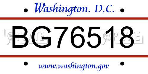 BG76518 District Of Columbia License Plate