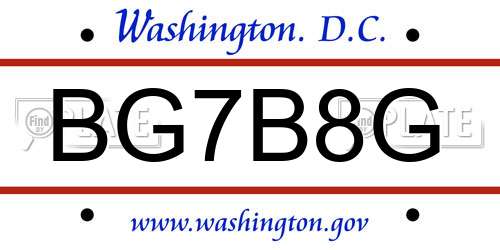 BG7B8G District Of Columbia License Plate