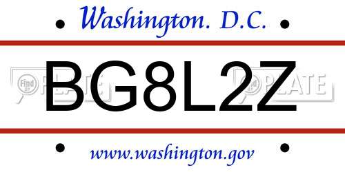 BG8L2Z District Of Columbia License Plate