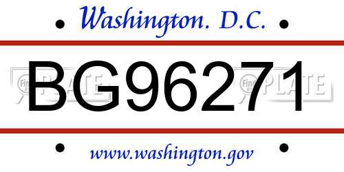 BG96271 District Of Columbia License Plate
