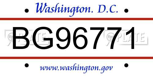 BG96771 District Of Columbia License Plate