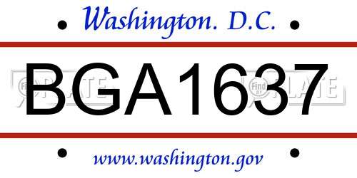 BGA1637 District Of Columbia License Plate