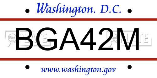 BGA42M District Of Columbia License Plate