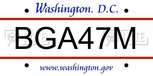 BGA47M District Of Columbia License Plate