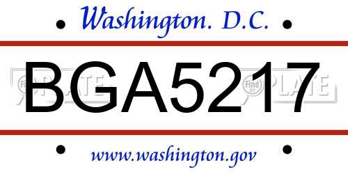 BGA5217 District Of Columbia License Plate