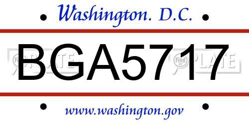 BGA5717 District Of Columbia License Plate