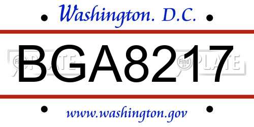 BGA8217 District Of Columbia License Plate
