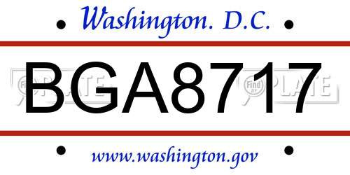 BGA8717 District Of Columbia License Plate