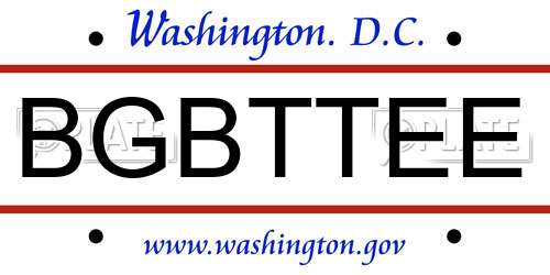 BGBTTEE District Of Columbia License Plate