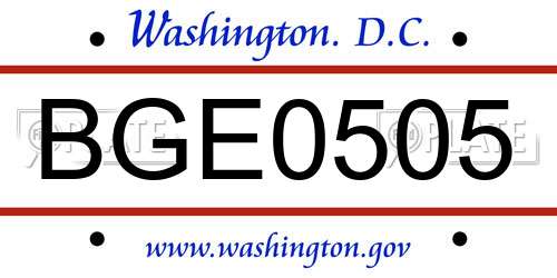 BGE0505 District Of Columbia License Plate
