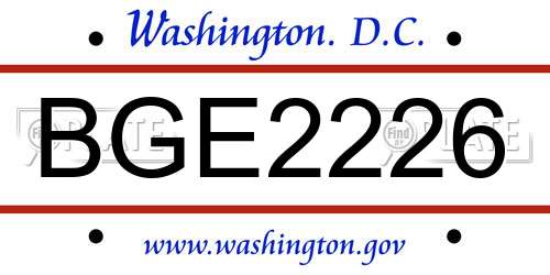 BGE2226 District Of Columbia License Plate