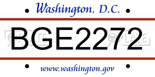 BGE2272 District Of Columbia License Plate