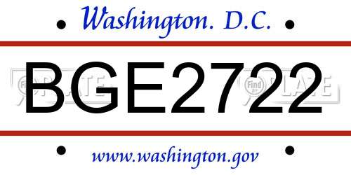 BGE2722 District Of Columbia License Plate