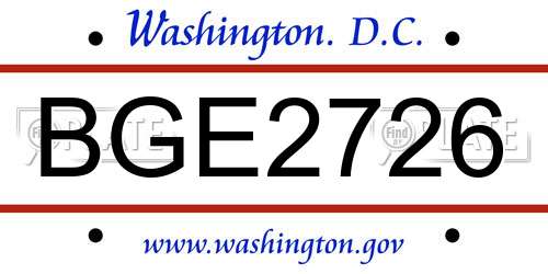 BGE2726 District Of Columbia License Plate