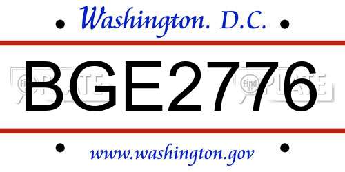 BGE2776 District Of Columbia License Plate
