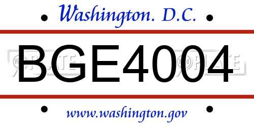 BGE4004 District Of Columbia License Plate