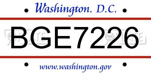 BGE7226 District Of Columbia License Plate