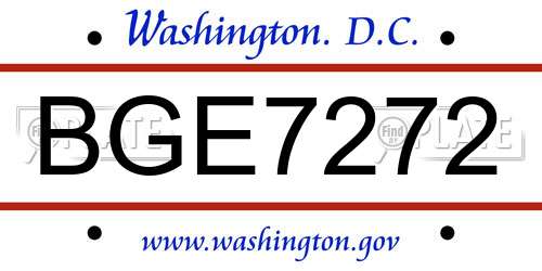 BGE7272 District Of Columbia License Plate