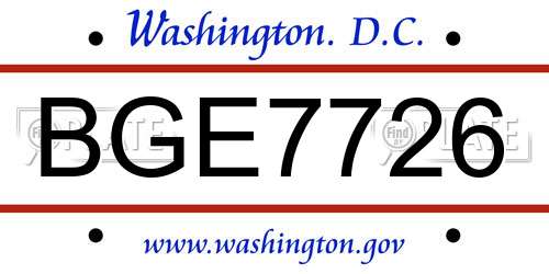 BGE7726 District Of Columbia License Plate