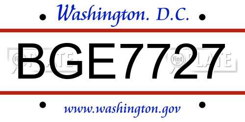 BGE7727 District Of Columbia License Plate