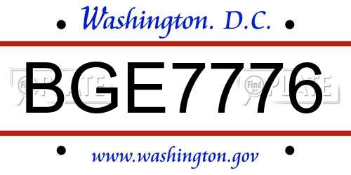 BGE7776 District Of Columbia License Plate