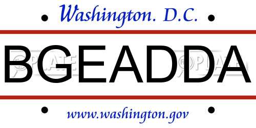 BGEADDA District Of Columbia License Plate