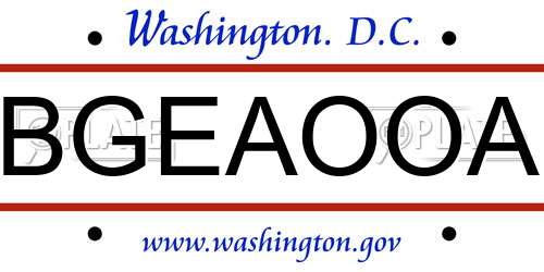 BGEAOOA District Of Columbia License Plate