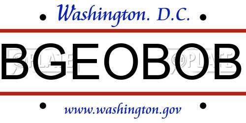 BGEOBOB District Of Columbia License Plate