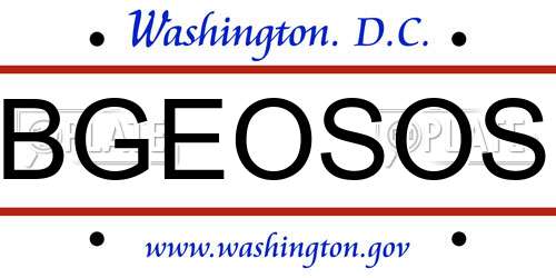BGEOSOS District Of Columbia License Plate