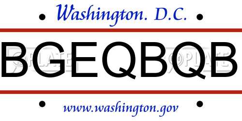 BGEQBQB District Of Columbia License Plate