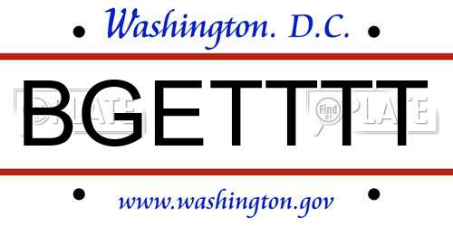 BGETTTT District Of Columbia License Plate