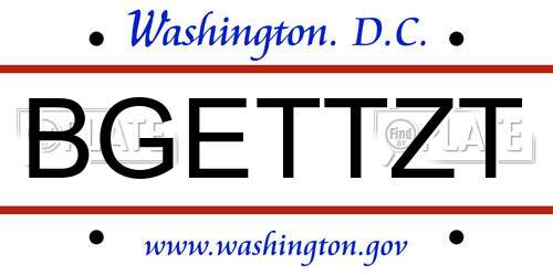 BGETTZT District Of Columbia License Plate