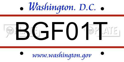 BGF01T District Of Columbia License Plate