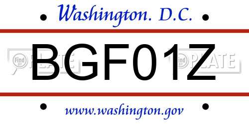 BGF01Z District Of Columbia License Plate