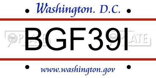 BGF39I District Of Columbia License Plate