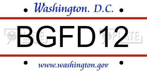 BGFD12 District Of Columbia License Plate