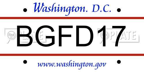 BGFD17 District Of Columbia License Plate