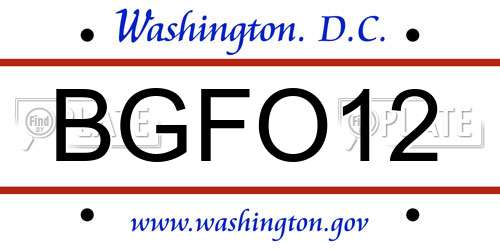 BGFO12 District Of Columbia License Plate