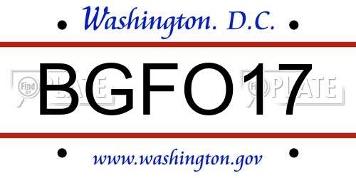 BGFO17 District Of Columbia License Plate